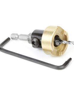55228 Carbide Tipped 82 Degree Countersink with Adjustable Depth Stop and No-Thrust Ball Bearing, 3/8 Dia x 9/64 Drill Dia x 1/4 Inch Quick Release Hex Shank for Wood Screw #12