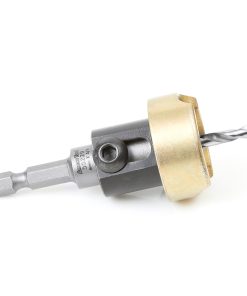 55229 Carbide Tipped 82 Degree Countersink with Adjustable Depth Stop and No-Thrust Ball Bearing, 3/8 Dia x 5/32 Drill Dia x 1/4 Inch Quick Release Hex Shank for Wood Screw #12-14