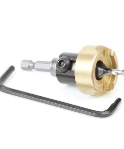 55229 Carbide Tipped 82 Degree Countersink with Adjustable Depth Stop and No-Thrust Ball Bearing, 3/8 Dia x 5/32 Drill Dia x 1/4 Inch Quick Release Hex Shank for Wood Screw #12-14