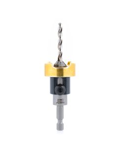 55240 Carbide Tipped 82 Degree Countersink with Adjustable Depth Stop and No-Thrust Ball Bearing, 1/2 Dia x 11/64 Drill Dia x 1/4 Inch Quick Release Hex Shank for Wood Screw #14-16