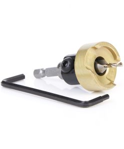 55241 Carbide Tipped 82 Degree Countersink with Adjustable Depth Stop and No-Thrust Ball Bearing, 3/8 Dia x 7/64 Drill Dia x 1/4 Inch Quick Release Hex Shank for Wood Screw #8