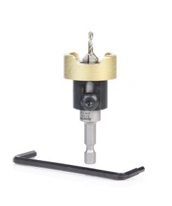 55241 Carbide Tipped 82 Degree Countersink with Adjustable Depth Stop and No-Thrust Ball Bearing, 3/8 Dia x 7/64 Drill Dia x 1/4 Inch Quick Release Hex Shank for Wood Screw #8