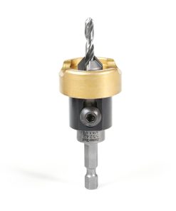 55242 Carbide Tipped 82 Degree Countersink with Adjustable Depth Stop and No-Thrust Ball Bearing, 1/2 Dia x 3/16 Drill Dia x 1/4 Inch Quick Release Hex Shank for Wood Screw #16