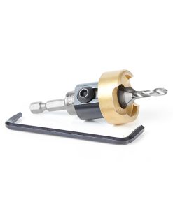 55242 Carbide Tipped 82 Degree Countersink with Adjustable Depth Stop and No-Thrust Ball Bearing, 1/2 Dia x 3/16 Drill Dia x 1/4 Inch Quick Release Hex Shank for Wood Screw #16