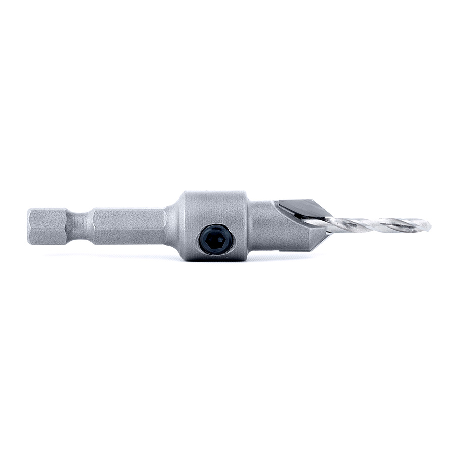 55264 Carbide Tipped 82 Degree Countersink 3/8 Dia x 49 Deg x 1/4 Quick Release Hex Shank for Wood Screw #8