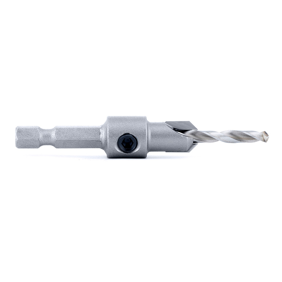 55269 Carbide Tipped 82 Degree Countersink 3/8 Dia x 49 Deg x 1/4 Quick Release Hex Shank for Wood Screw #12-14