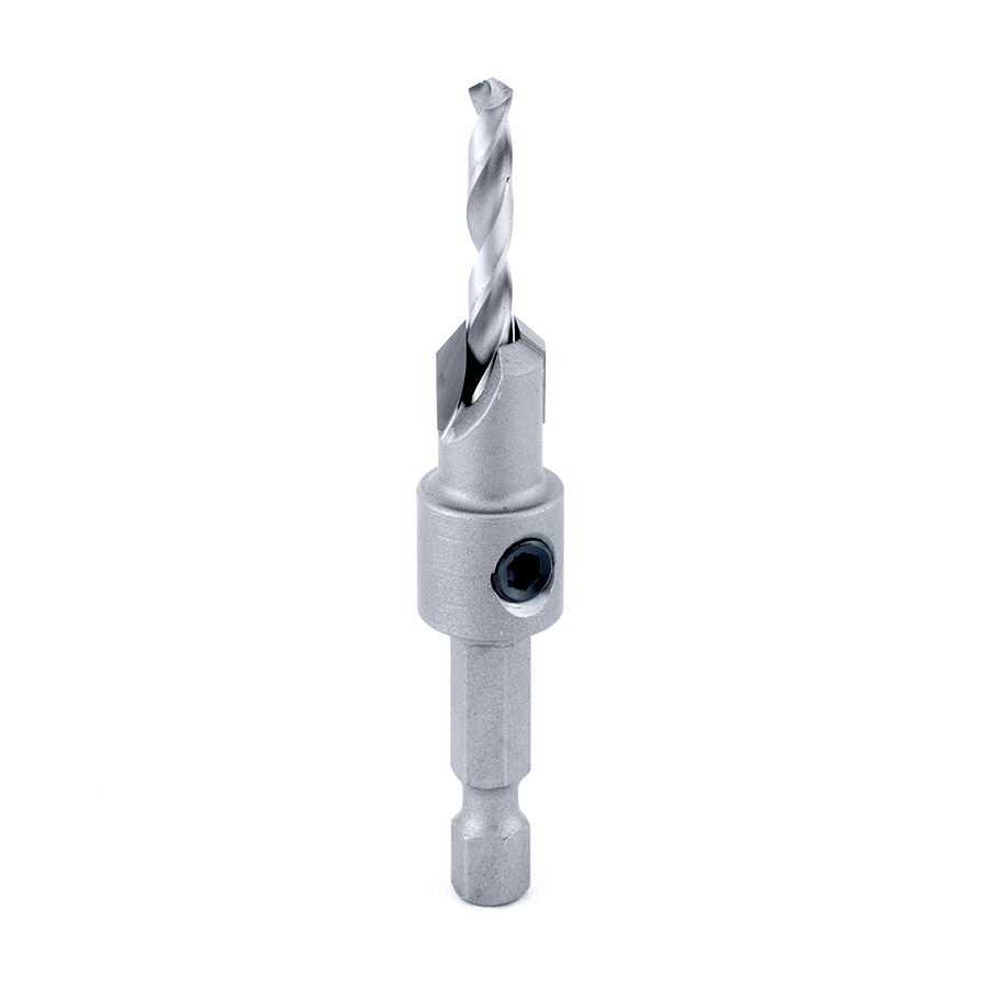 55269 Carbide Tipped 82 Degree Countersink 3/8 Dia x 49 Deg x 1/4 Quick Release Hex Shank for Wood Screw #12-14