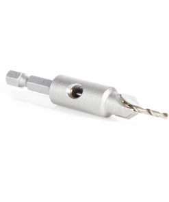 55271 Replacement Carbide Tipped Countersink with Slow Spiral HSS M2 Drill for #4 Size Screw 3/32 Drill Dia x 1/4 Hex Shank for #55225 Adjustable No-Thrust Countersink