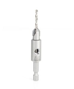 55272 Replacement Carbide Tipped Countersink with Slow Spiral HSS M2 Drill for #6 Size Screw 3/8 Drill Dia x 1/4 Hex Shank for #55227 Adjustable No-Thrust Countersink