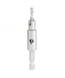 55274 Replacement Carbide Tipped Countersink with Slow Spiral HSS M2 Drill for #8 Size Screw 5/32 Drill Dia x 1/4 Hex Shank for #55229 Adjustable No-Thrust Countersink