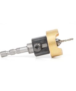55331 Carbide Tipped 82 Degree Countersink with Adjustable Depth Stop and No-Thrust Ball Bearing, Hybrid For Festool CENTROTEC® System 3/8 Dia x 3/32 Drill Dia x 1/4 Inch Quick Release Hex Shank for Wood Screw #6