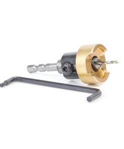 55331 Carbide Tipped 82 Degree Countersink with Adjustable Depth Stop and No-Thrust Ball Bearing, Hybrid For Festool CENTROTEC® System 3/8 Dia x 3/32 Drill Dia x 1/4 Inch Quick Release Hex Shank for Wood Screw #6