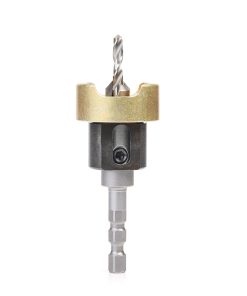 55336 Carbide Tipped 82 Degree Countersink with Adjustable Depth Stop and No-Thrust Ball Bearing, Hybrid for Festool® CENTROTEC® System 3/8 Dia x 5/32 Drill Dia x 1/4 Inch Quick Release Hex Shank for Wood Screw #12-14
