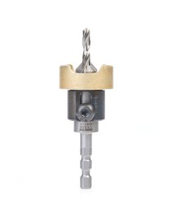 55338 Carbide Tipped 82 Degree Countersink with Adjustable Depth Stop and No-Thrust Ball Bearing, Hybrid for Festool® CENTROTEC® System 1/2 Dia x 3/16 Drill Dia x 1/4 Inch Quick Release Hex Shank for Wood Screw #16