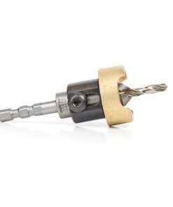 55338 Carbide Tipped 82 Degree Countersink with Adjustable Depth Stop and No-Thrust Ball Bearing, Hybrid for Festool® CENTROTEC® System 1/2 Dia x 3/16 Drill Dia x 1/4 Inch Quick Release Hex Shank for Wood Screw #16