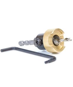 55338 Carbide Tipped 82 Degree Countersink with Adjustable Depth Stop and No-Thrust Ball Bearing, Hybrid for Festool® CENTROTEC® System 1/2 Dia x 3/16 Drill Dia x 1/4 Inch Quick Release Hex Shank for Wood Screw #16