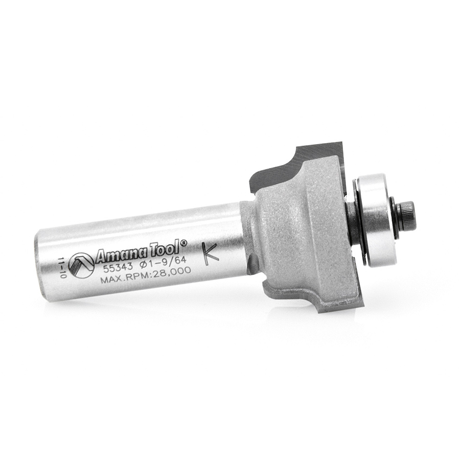 55343 Carbide Tipped Ogee Window Sash & Rail 1/8 Radius x 1-9/64 Dia x 43/64 x 1/2 Inch Shank with Bottom Ball Bearing