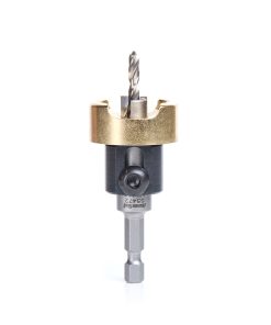 55472 Carbide Tipped Counterbore with Adjustable Depth Stop and No-Thrust Ball Bearing, 3/8 Dia x 5/32 Drill Dia x 1/4 Inch Quick Release Hex Shank for Wood Screw #12-14