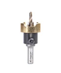 55476 Carbide Tipped Counterbore with Adjustable Depth Stop and No-Thrust Ball Bearing, 3/8 Dia x 3/16 Drill Dia x 3/8 Inch Round Shank for Wood Screw #16