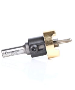 55476 Carbide Tipped Counterbore with Adjustable Depth Stop and No-Thrust Ball Bearing, 3/8 Dia x 3/16 Drill Dia x 3/8 Inch Round Shank for Wood Screw #16