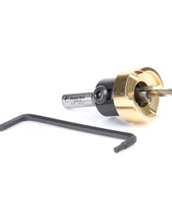 55476 Carbide Tipped Counterbore with Adjustable Depth Stop and No-Thrust Ball Bearing, 3/8 Dia x 3/16 Drill Dia x 3/8 Inch Round Shank for Wood Screw #16