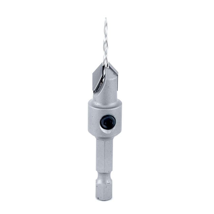 55620 Carbide Tipped 82 Degree Countersink Taper #4 Screw 3/8 Dia x 5/64 Drill Dia x 1/4 Hex Shank