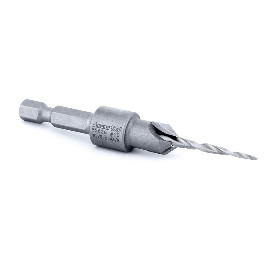 55626 Carbide Tipped 82 Degree Countersink Taper #10 Screw 3/8 Dia x 1/8 Drill Dia x 1/4 Hex Shank