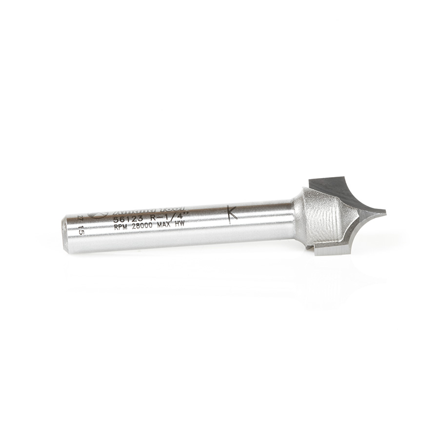 56123 Carbide Tipped Point Cutting Roundover 1/4 Radius x 1/2 Dia x 1/2 x 1/4 Shank Router Bit