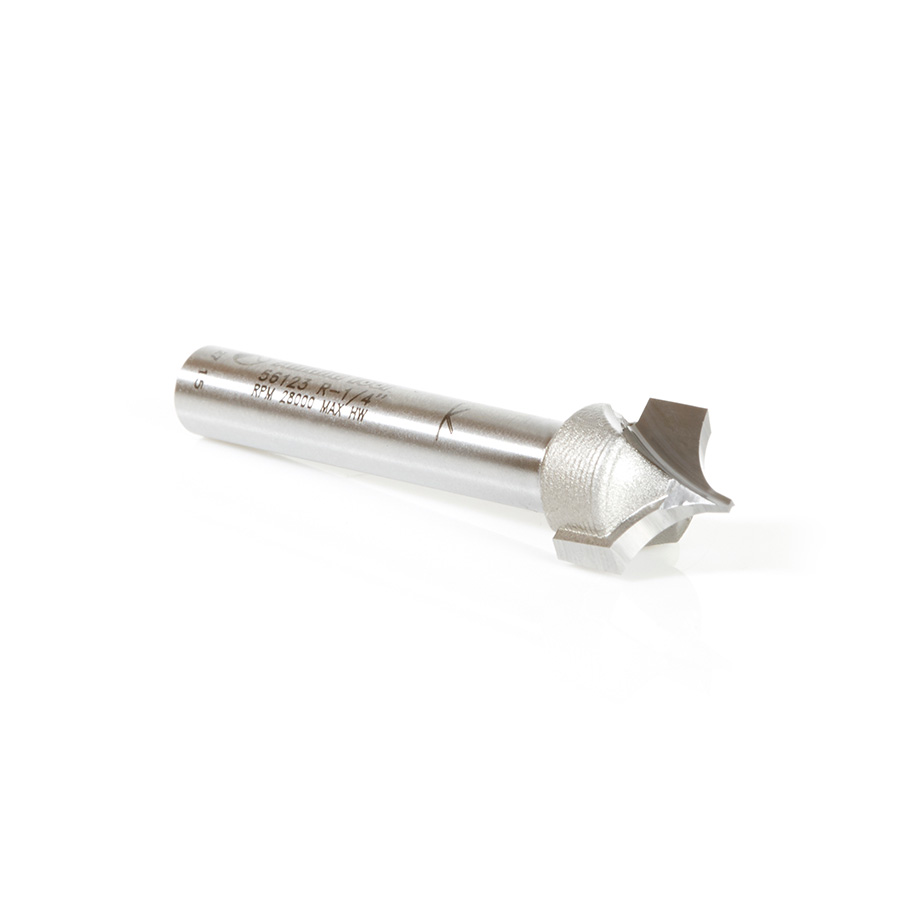 56123 Carbide Tipped Point Cutting Roundover 1/4 Radius x 1/2 Dia x 1/2 x 1/4 Shank Router Bit