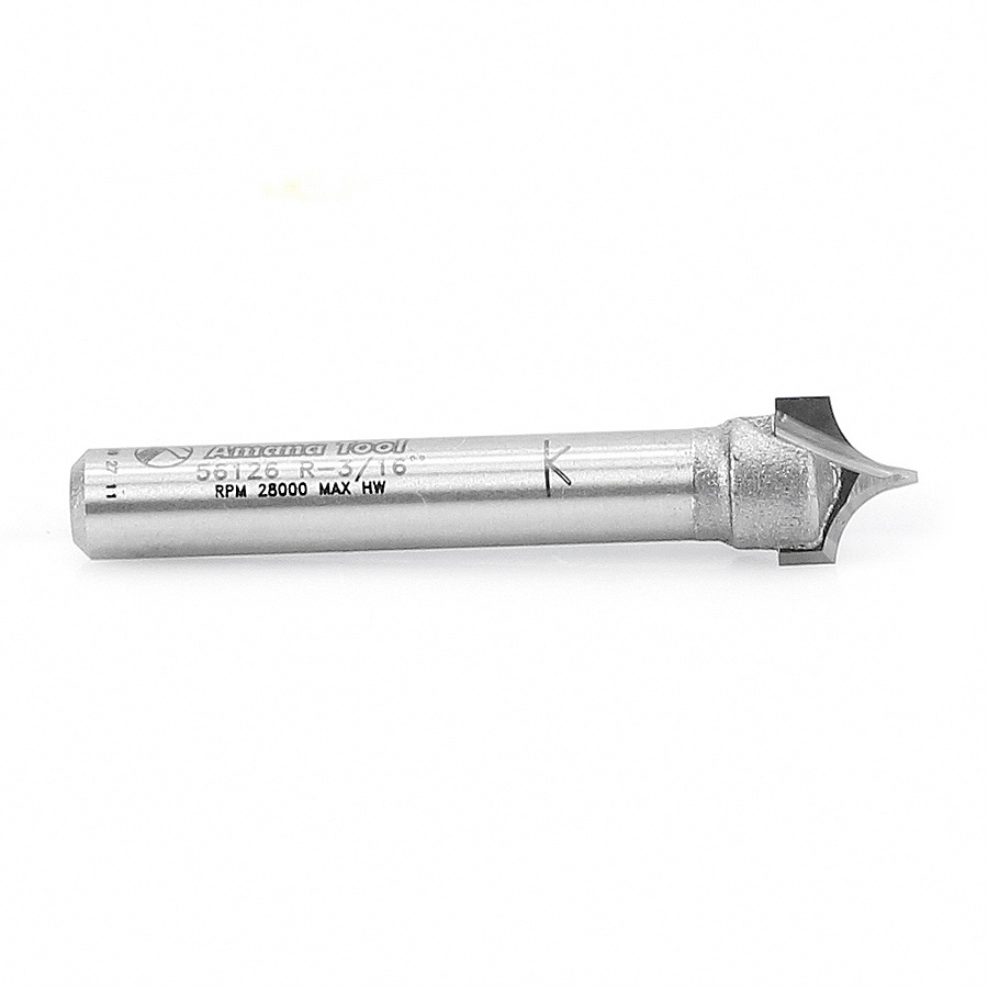 56126 Carbide Tipped Point Cutting Roundover 3/16 Radius x 3/8 Dia x 19/64 x 1/4 Shank Router Bit