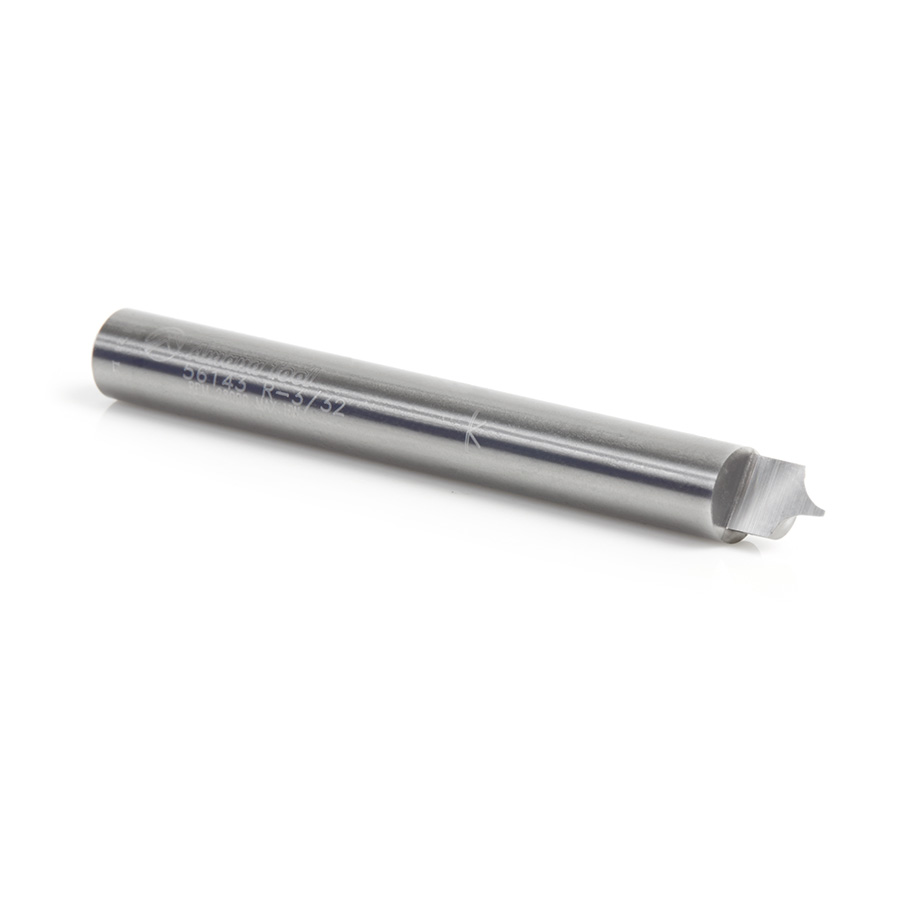 56143 Solid Carbide Point Cutting Roundover 3/32 Radius x 13/64 Dia x 1/4 x 1/4 Shank Router Bit