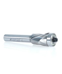 57174 Solid Carbide (Brazed To Steel Shank) Spiral Flush Trim Compression 22mm Dia x 1-9/64 x 1/2 Inch Shank With Lower Ball Bearing