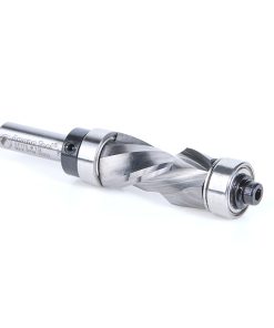 57175 Solid Carbide (Brazed To Steel Shank) Spiral Flush Trim Compression 1/2 Dia x 1 x 1/4 Inch Shank With Upper And Lower Ball Bearings