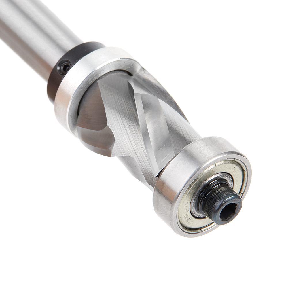 57178 Solid Carbide (Brazed To Steel Shank) Spiral Flush Trim Compression 7/8 Dia x 1-1/8 x 1/2 Inch Shank With Upper And Lower Ball Bearings