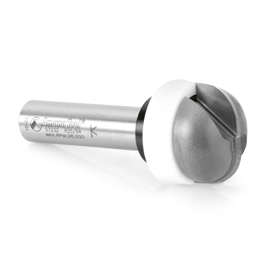 57232 Carbide Tipped Cove and Backsplash with Ultra-Glide Radius Bearing Guide Solid Surface 1-1/8 Dia x 1/2 x 3/8 Radius x 1/2 Inch Shank