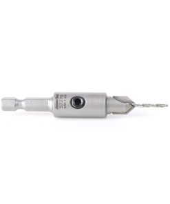 57270 Replacement Carbide Tipped Countersink with Slow Spiral HSS M2 Drill for #4 Size Screw 3/8 Drill Dia x 1/4 Hex Shank for #55226 Adjustable No-Thrust Countersink