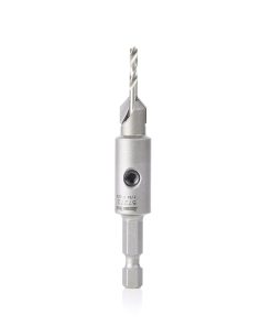 57272 Replacement Carbide Tipped Countersink with Slow Spiral HSS M2 Drill for #6 Size Screw 3/8 Drill Dia x 1/4 Hex Shank for #55241 Adjustable No-Thrust Countersink