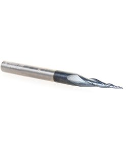 59440 Solid Carbide CNC 2D/3D Carving Steel, Stainless Steel & Composite Cutting Tapered Ball Nose with AlTiN Coating 3-Flute x 6.2 Deg x 1/64 Radius 1/32 Dia x 1 x 1/4 Shank x 3 Inch Long Up-Cut Router Bit