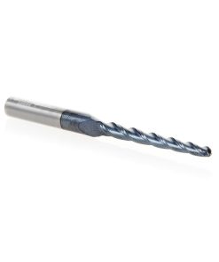 59444 Solid Carbide CNC 2D/3D Carving Steel, Stainless Steel & Composite Cutting Tapered Ball Nose with AlTiN Coating 3-Flute x 1 Deg x 1/16 Radius 1/8 Dia x 1-1/2 x 1/4 Shank x 3 Inch Long Up-Cut Router Bit