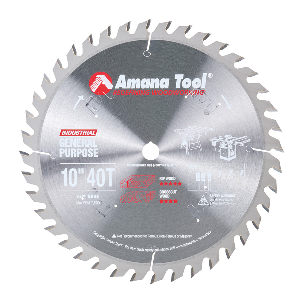 610400 Carbide Tipped General Purpose 10 Inch Dia x 40T ATB, 15 Deg, 5/8 inch Bore