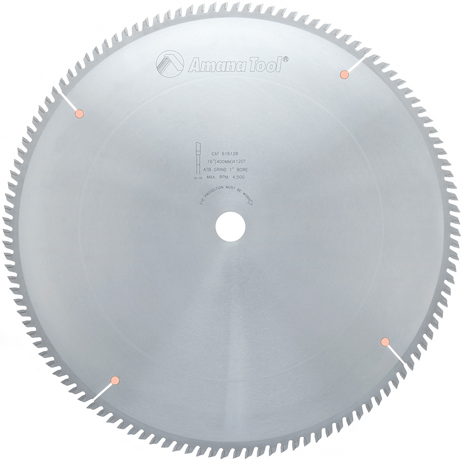 616128 Carbide Tipped Trim 16 Inch Dia x 120T ATB, 10 Deg, 1 Inch Bore