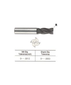 YG1-EIB05004 - 1/16 x 1/8 x 3/16 x 1-1/2 - 4 Flute 30 Helix Corner Radius (R.010) D-Power End Mills
