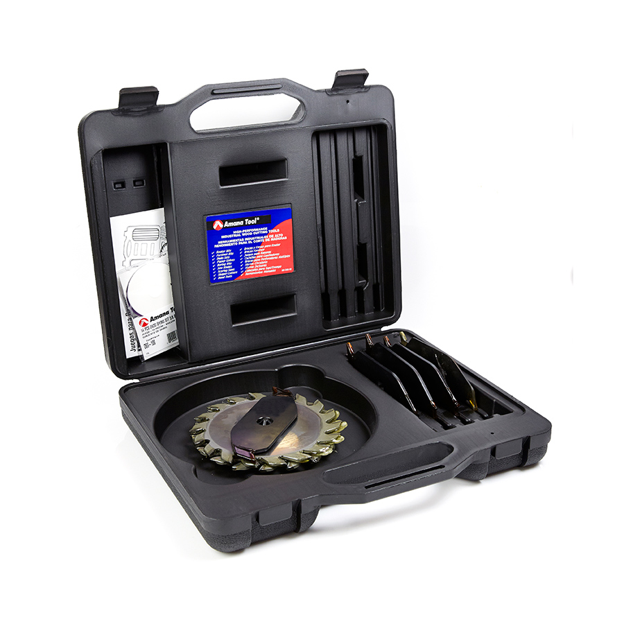 656030 Carbide Tipped Dado 6 Inch Dia x 18T ATB/FT 15 Deg, 5/8 Bore, Dado Set with Five 2-Wing Chippers