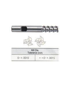 YG1-E9988056TF - 7/8 x 7/8 x 1-7/8 x 4-1/8 - 4 Flute Regular Length 60 Deg Helix Center Cut Powder Metal Tialn Tank-Power