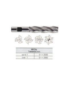 YG1-E9A87924TF - 3/8 x 3/8 x 1-1/2 x 4 - 4 Flute Long Length Center Cut Course Pitch Rougher Tialn-Futura Coated Powder Metal Tank-Power