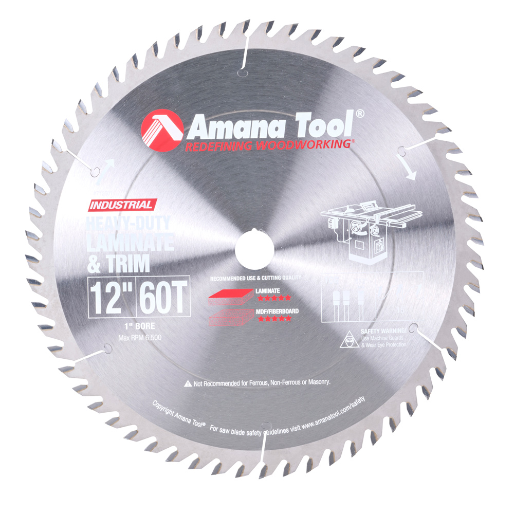 712601 Carbide Tipped Cut-Off and Crosscut 12 Inch Dia x 60T TCG, 15 Deg, 1 Inch Bore