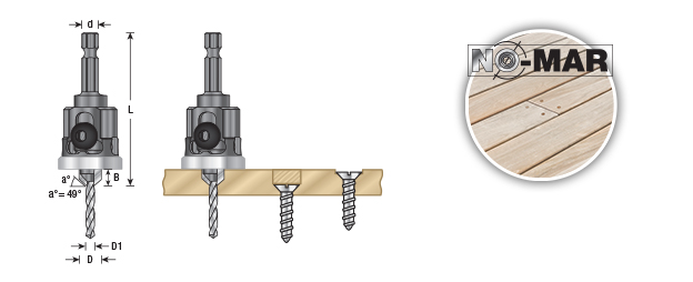 55295 Carbide Tipped 82 Degree Countersink with Adjustable Low Friction Depth Stop, 1/2 Dia x 9/64 Drill Dia x 1/4 Inch Quick Release Hex Shank for Wood Screw #12