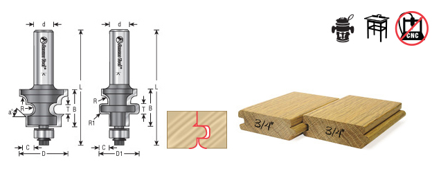 55456 2-Piece Carbide Tipped Flooring 1-13/64 Dia x 15/16 x 1/2 Inch Shank Set with Nail Slot for 5/8 - 3/4 Material