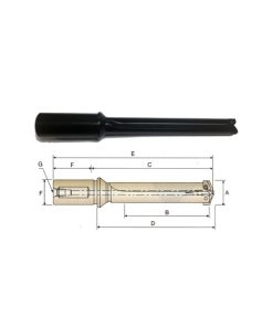 YG1-P26102 - 1, 45/64~15/16 x 1 x 2-9/32 - Flanged Straight Shank / Flute Intermediated Spade Drill Holder