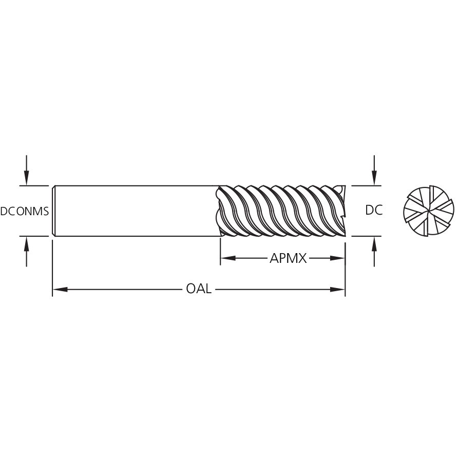 M.A.Ford 11349 TuffCut SS 6 Flute End Mill 14mmx30x89
